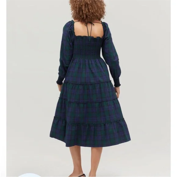 Hill House Naomi Nap Dress Long Sleeve Blackwatch Tartan Plaid size XS - Picture 2 of 13